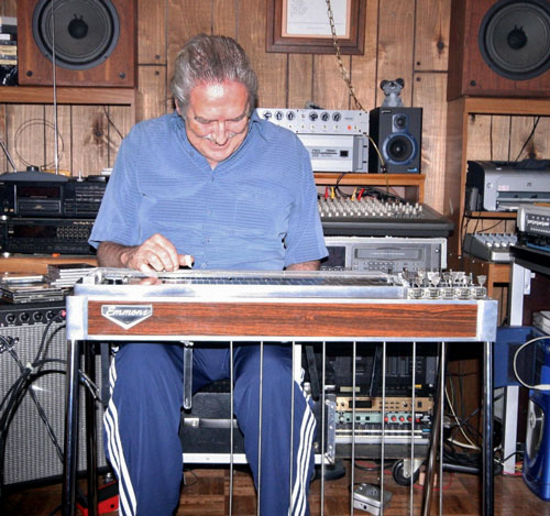 Buddy Emmons playing an Emmons steel guitar set up at Steel Guitar East